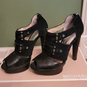 Michael kors leather and suede heels